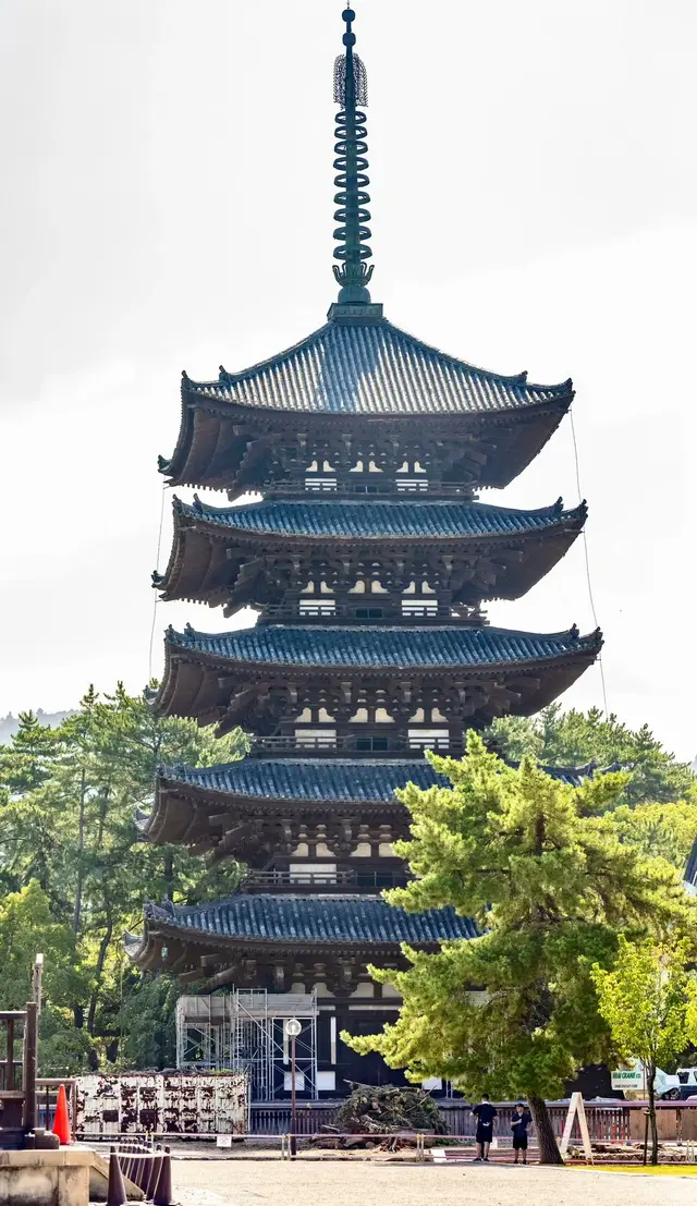 兴福寺五重塔全貌(塔基已开始搭脚手架)